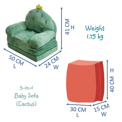 2 in 1 Baby Sofa and Lounger - Cactus - Image 6