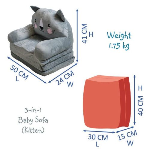 2 in 1 Baby Sofa and Lounger - Cat - Image 6