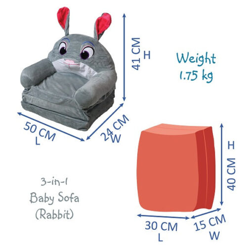 2 in 1 Baby Sofa and Lounger - Rabbit - Image 6