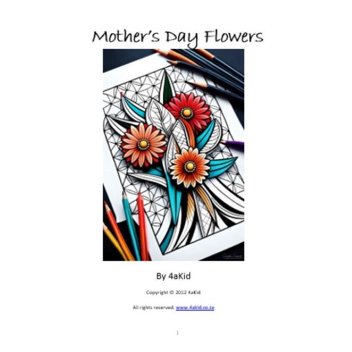 Mother's Day Flowers Coloring-In Digital E-Book